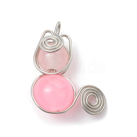 Imitation Jade Glass Bead Pendants PALLOY-JF02479-05-1