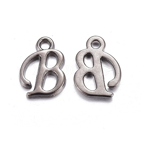 Gunmetal Plated Alloy Letter Pendants LS-PALLOY-J718-01B-B-1