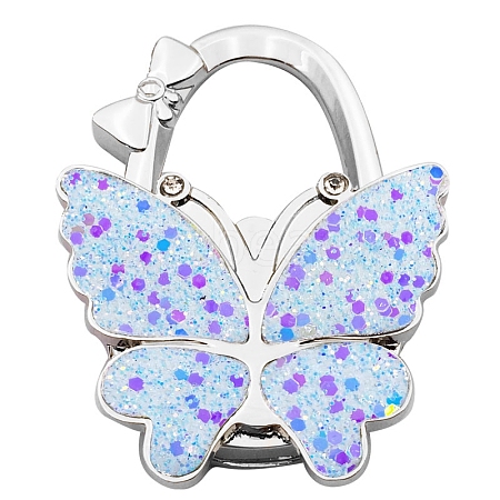 Glitter Butterfly Zinc Alloy Crystal Rhinestone Bag Hanger BAGH-F001-A12-1