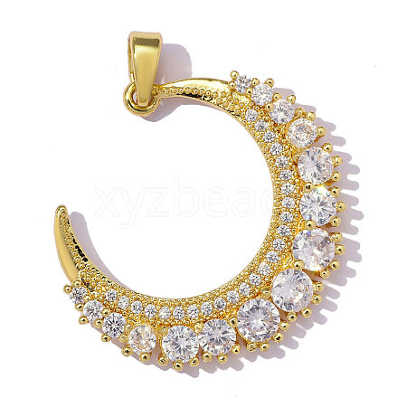 Brass Micro Pave Clear Cubic Zirconia Pendants CU-OY001-48G-1