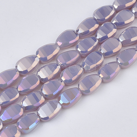 Electroplate Opaque Solid Color Glass Beads Strands EGLA-T020-02B-1