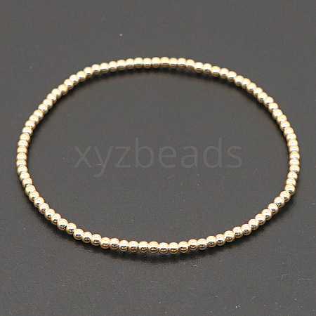 Classic Golden Tone Round Brass Beaded Stretch Bracelets for Women Men IN4084-7-1