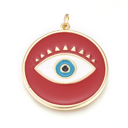 Brass Enamel Pendants ZIRC-L078-069A-NR-1