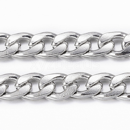 Non-Tarnish 3.28 Feet 304 Stainless Steel Cuban Link Chains X-CHS-H009-14P-1