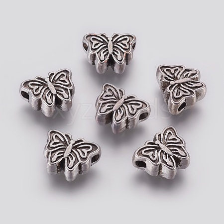 Tibetan Style Alloy Butterfly Beads TIBEP-GC180-AS-RS-1