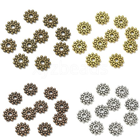 100Pcs 4 Colors Gear Tibetan Silver Alloy Spacer Beads TIBEB-YW0001-66-1