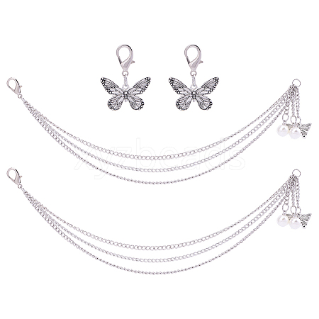 2Pcs Butterfly Alloy Shoe Charms AJEW-ME0003-05-1