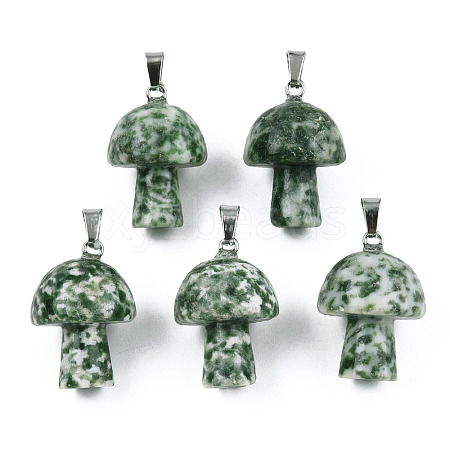 Natural Green Spot Jasper Pendants X-G-N0325-10Q-1