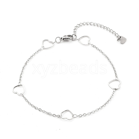 304 Stainless Steel Cable Chain Anklets AJEW-H104-04P-1