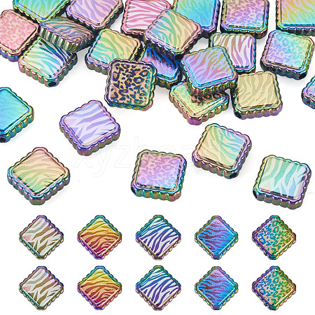 30Pcs Rainbow Iridescent Printed Opaque Acrylic Beads OACR-TA0001-73B-1