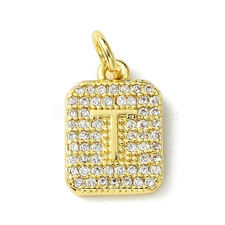 Rack Plating Brass Micro Pave Clear Cubic Zirconia Charms KK-G501-01T-G-1