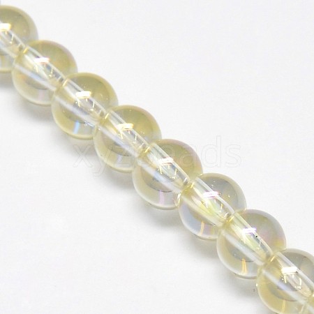 Electroplate Crystal Glass Round Beads Strands EGLA-F037-6mm-A01-1