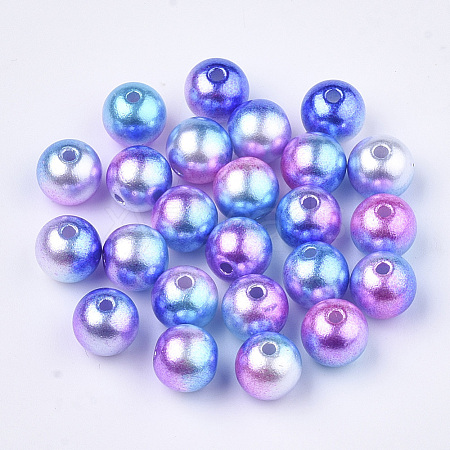 Rainbow ABS Plastic Imitation Pearl Beads X-OACR-Q174-12mm-06-1