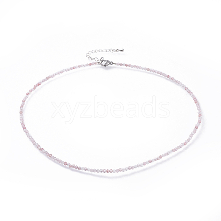 Natural Strawberry Quartz Beaded Necklaces NJEW-JN02492-06-1