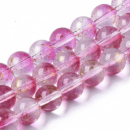 Transparent Spray Painted Glass Bead Strands X-GLAA-N035-03C-B04-1