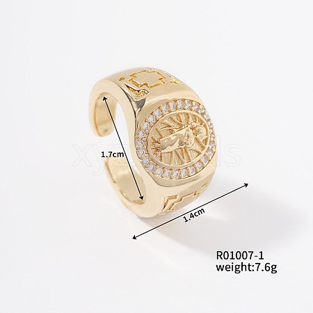 Stylish European American Retro Brass Virgin Mary Open Cuff Ring for Women IC7082-1