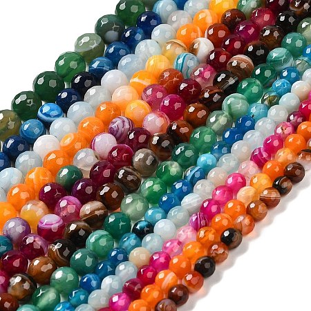 Natural Striped Agate/Banded Agate Beads Strands G-A246-10mm-15-1