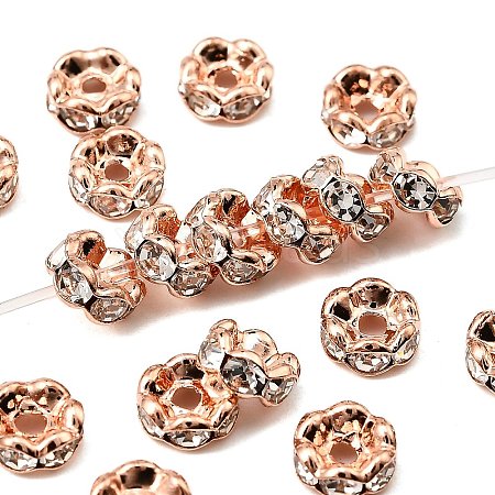 Brass Rhinestone Spacer Beads RB-A014-L6mm-01RG-NF-1