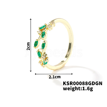 Fashionable European and American Style Brass Rhinestones Leaf Cuff Ring for Women SP8903-3-1