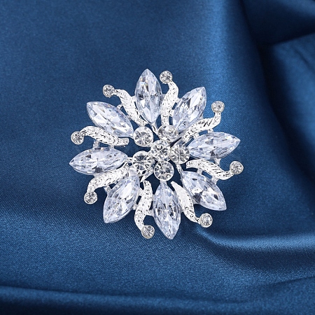 Platinum Alloy Rhinestone Brooches for Women PW-WGBBBCF-02-1