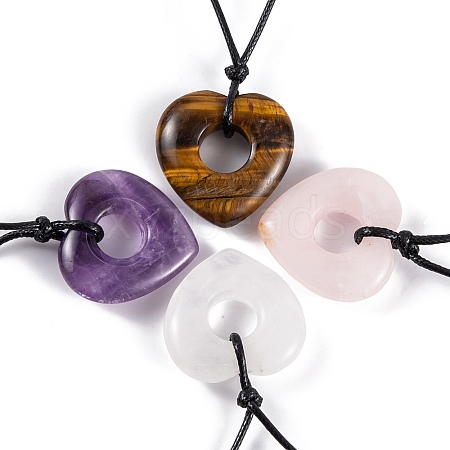 Natural Mixed Stone Pendant Necklaces NJEW-K268-01-1