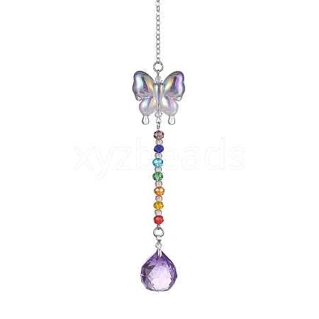 Glass Teardrop Pendant Decorations HJEW-JM01581-02-1