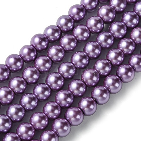 Eco-Friendly Dyed Glass Pearl Bead Strands HY-A008-6mm-RB083-1