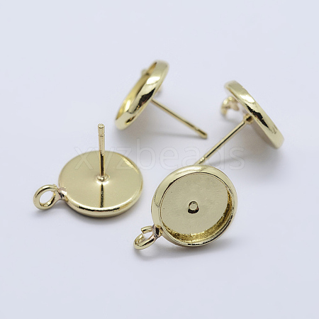 Brass Stud Earring Settings KK-P131-01A-10mm-G-1