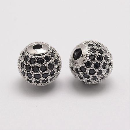 Brass Micro Pave Cubic Zirconia Beads ZIRC-E110-06P-1