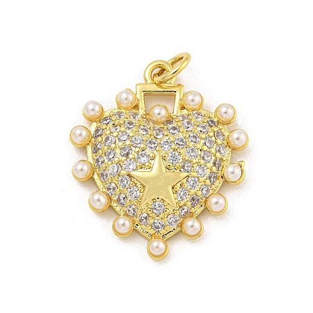 Rack Plating Brass Pave Cubic Zirconia Pendants KK-G513-31G-1