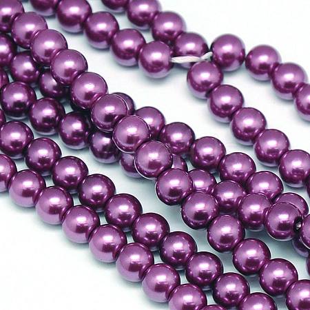 Eco-Friendly Dyed Glass Pearl Round Beads Strands HY-A002-4mm-RB029-1