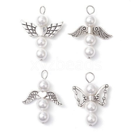 Shell Pearl Beaded Angel Pendants PALLOY-JF03016-1