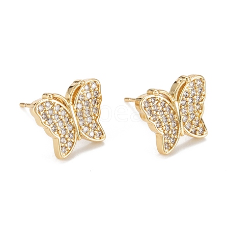 Butterfly Sparkling Cubic Zirconia Stud Earrings for Girl Women EJEW-H126-11G-1