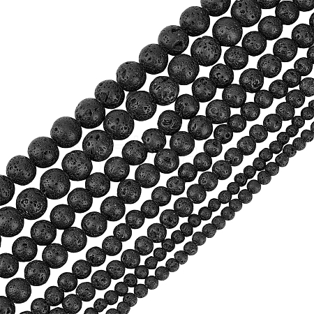 HOBBIESAY 8 Strands 4 Sizes Natural Lava Rock Beads Strands G-HY0001-07-1