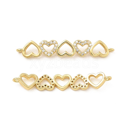 Brass Micro Pave Clear Cubic Zirconia Connector Charms KK-E068-VB051-1
