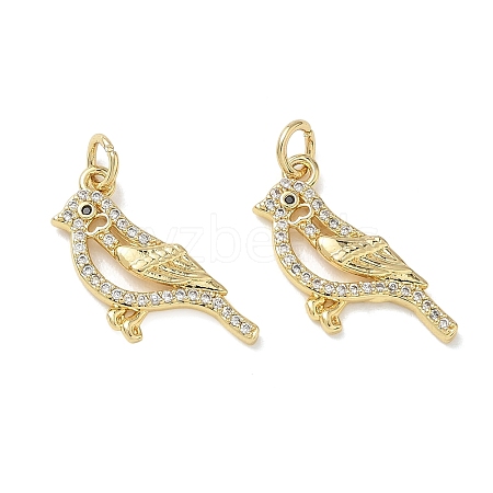 Brass Micro Pave Clear Cubic Zirconia Pendants KK-T085-21A-G-1