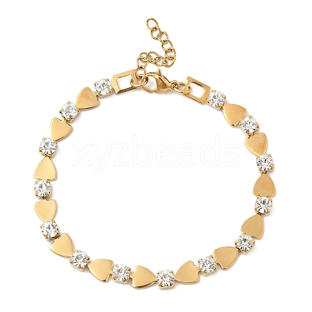 304 Stainless Steel Rhinestone Cup Chain Bracelets for Women BJEW-F488-26A-G-1