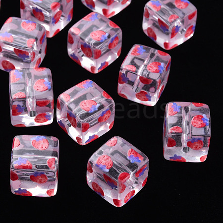 Transparent Printed Acrylic Beads MACR-S374-08A-03-1