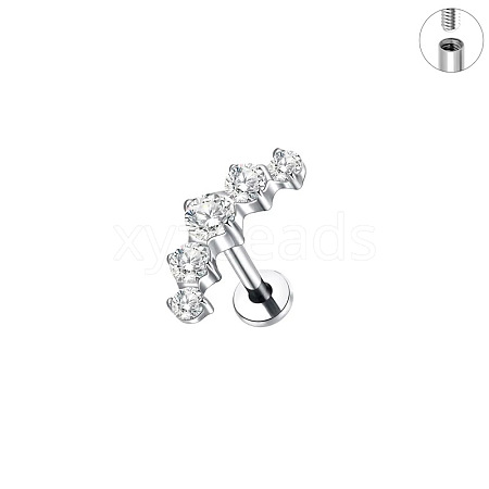 G23 Titanium Micro Pave Clear Cubic Zirconia Cartilage Earrings WG0DE3D-54-1