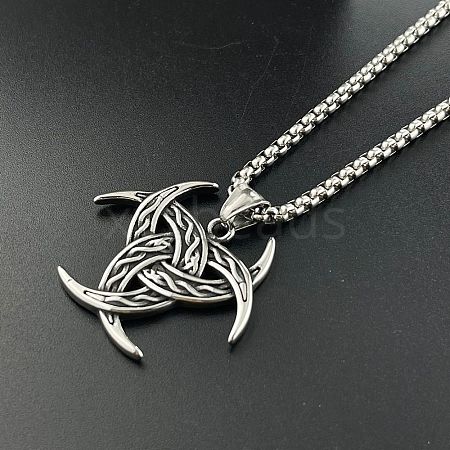 Viking Men's Triple Horn of Odin 304 Stainless Steel Pendant Necklaces FR0632-1