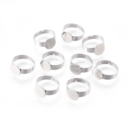 Adjustable 304 Stainless Steel Finger Rings Components X-STAS-F149-21P-A-1