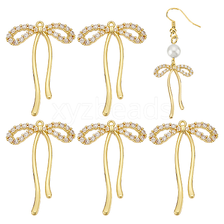 6Pcs Brass with Rhinestone Pendants KK-BC0014-26G-1