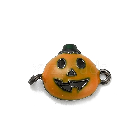Halloween Brass Orange Enamel Connector Charms KK-F915-04B-B-1