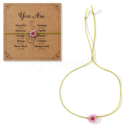 Daisy Charm Glass Seed Bead Slider Bracelets JL6020-9-1