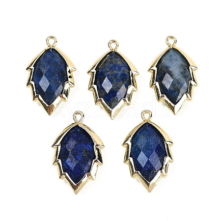 Natural Dyed Lapis Lazuli Faceted Leaf Pendants G-I375-04G-03-1