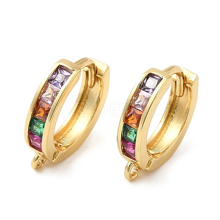 Rack Plating Brass Pave Colorful Cubic Zirconia Hoop Earrings KK-Q781-06G-1