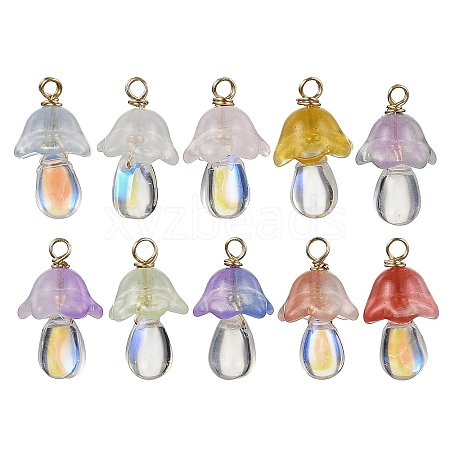 10Pcs Transparent Glass Pendants PALLOY-JF02944-1