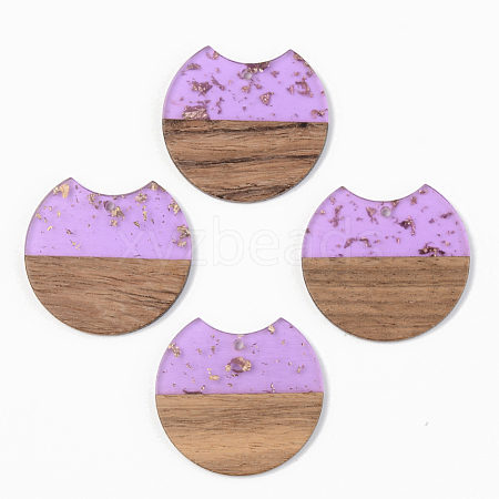 Transparent Resin & Walnut Wood Pendants RESI-S389-001A-B01-1