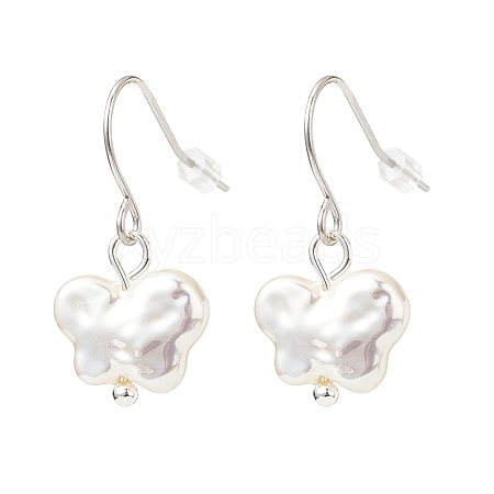 Plastic Pearl Butterfly Dangle Earrings EJEW-JE05028-05-1