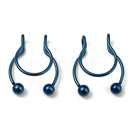 304 Stainless Steel Clip on Nose Rings AJEW-P109-01BL-1